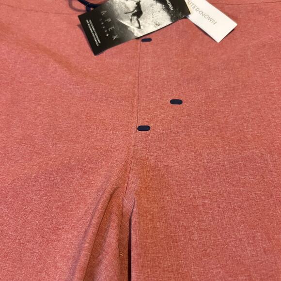 Outerknown Apex Swim Trunks Kelly Slater Mens 36 Red Salmon Performance Surfer - Picture 3 of 10